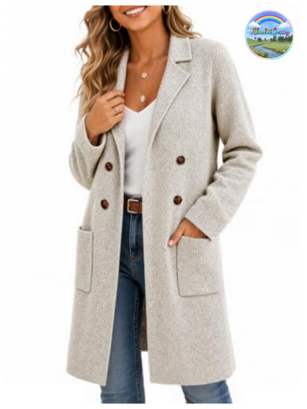 Long Open Front Cardigan Sweater Coatigan Lapel Button Knit Jacket